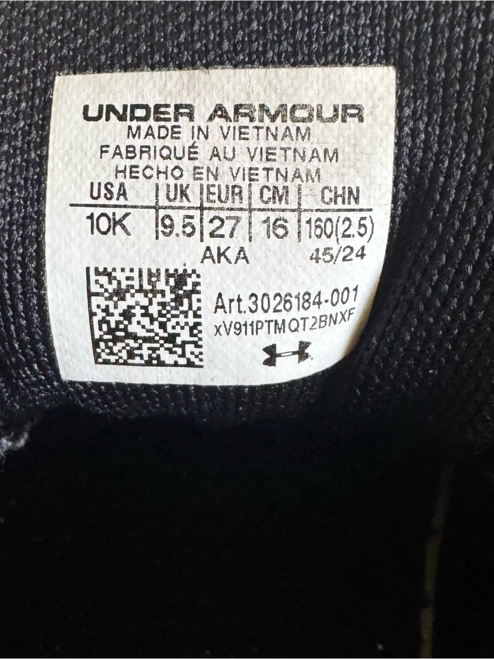 Under Armour Kids Shoes Assert 10 Alternate Closure Size 10K Black Running Sport